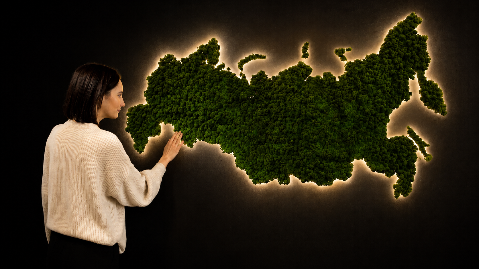 Карта России из стабилизированного мха — география заказов Eco-Store